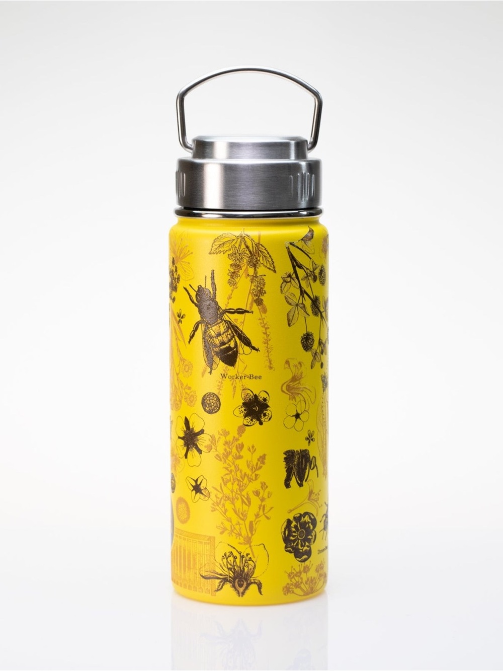 Cognitive Surplus Honey Bee Stainless Steel Water Bottle Flask Yellow 18.6 oz